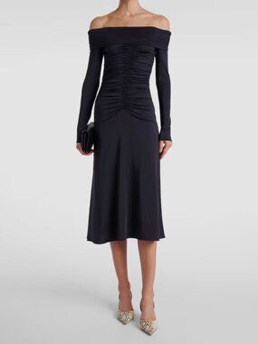 Altuzarra Women's Blue Callie Ruched Jersey Midi Dress Size FR 42